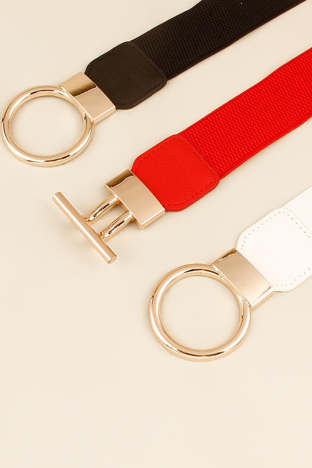 Circle Shape Buckle Zinc Alloy Elastic Waist Belt - MXSTUDIO.COM