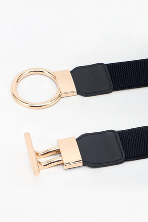 Circle Shape Buckle Zinc Alloy Elastic Waist Belt - MXSTUDIO.COM