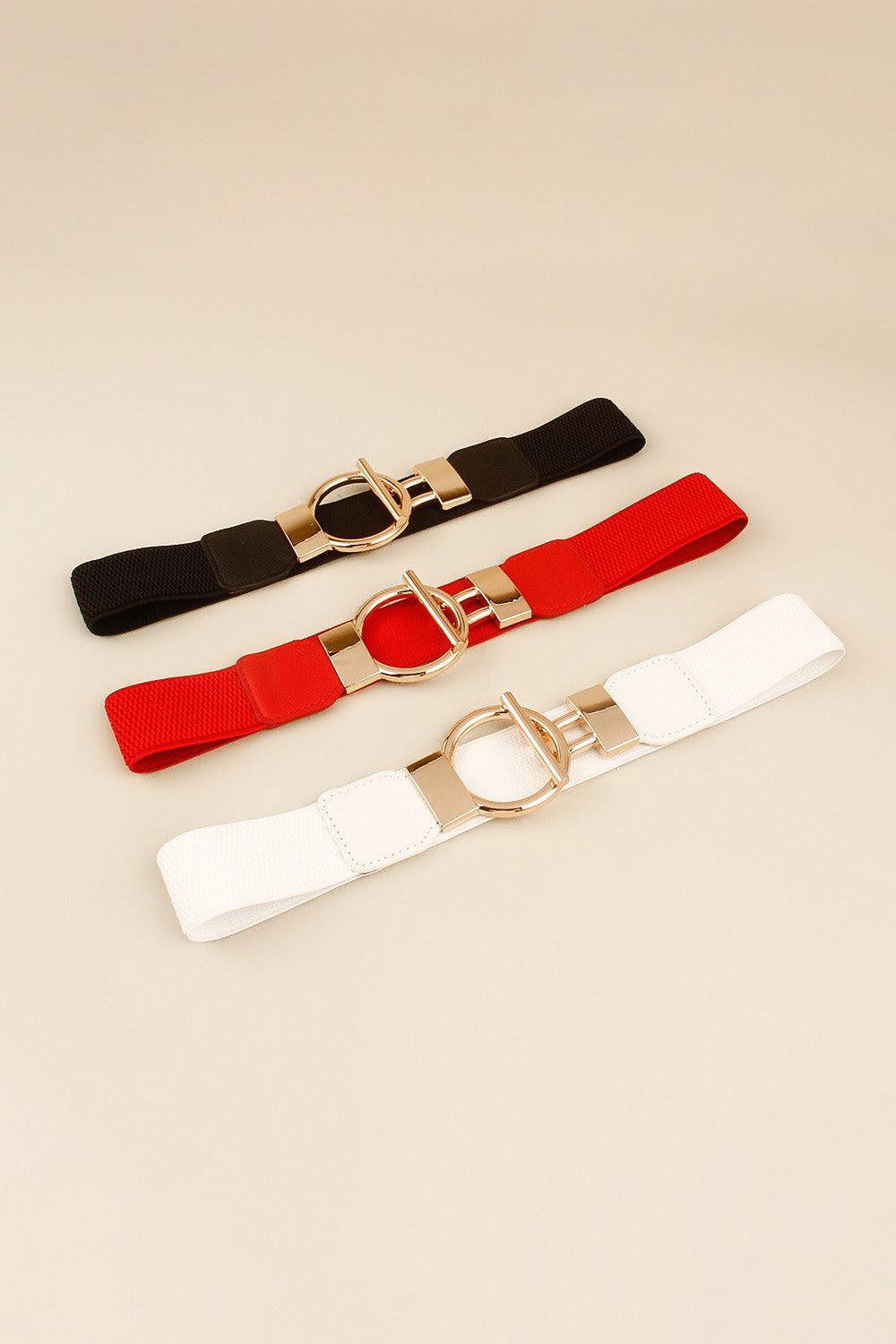 Circle Shape Buckle Zinc Alloy Elastic Waist Belt - MXSTUDIO.COM