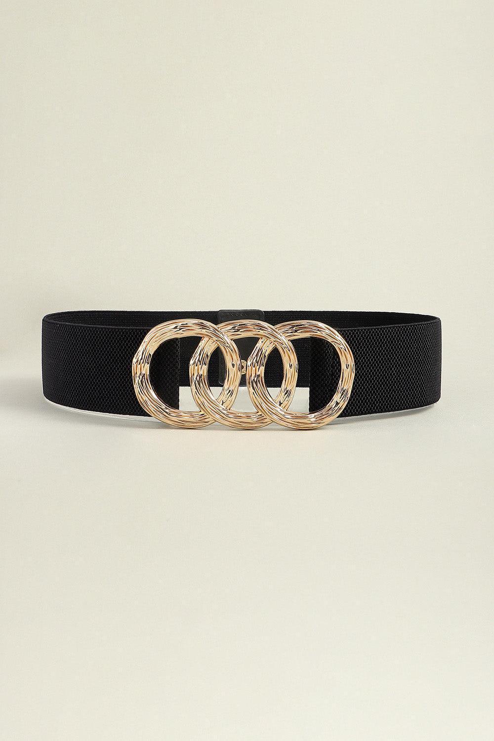 Circle Zinc Alloy Buckle Wide Stretch Waist Belt - MXSTUDIO.COM