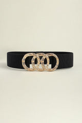 Circle Zinc Alloy Buckle Wide Stretch Waist Belt - MXSTUDIO.COM