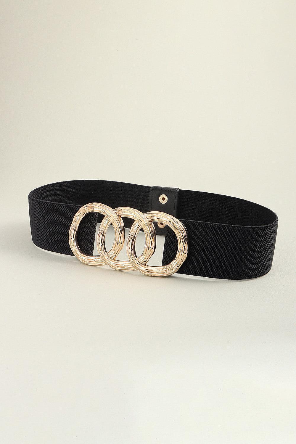 Circle Zinc Alloy Buckle Wide Stretch Waist Belt - MXSTUDIO.COM