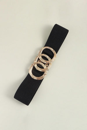 Circle Zinc Alloy Buckle Wide Stretch Waist Belt - MXSTUDIO.COM