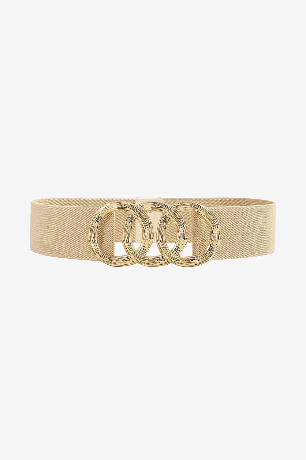 Circle Zinc Alloy Buckle Wide Stretch Waist Belt - MXSTUDIO.COM