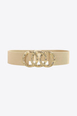 Circle Zinc Alloy Buckle Wide Stretch Waist Belt - MXSTUDIO.COM