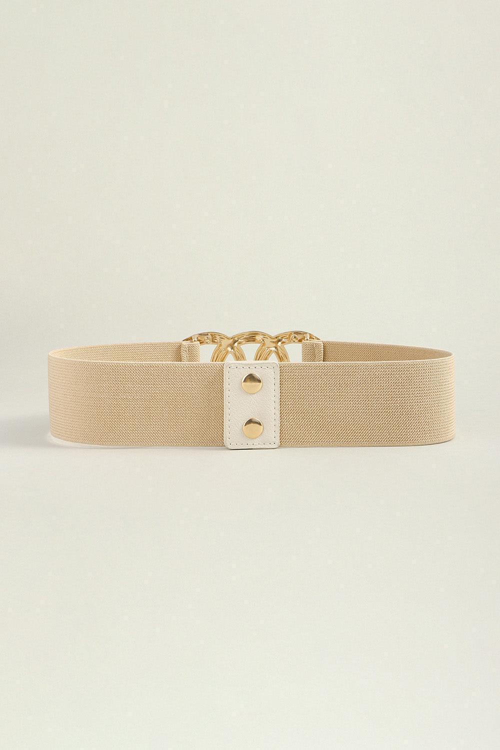 Circle Zinc Alloy Buckle Wide Stretch Waist Belt - MXSTUDIO.COM