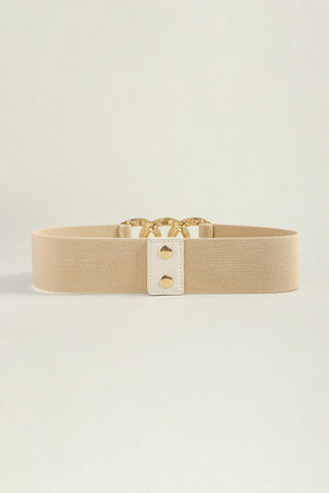 Circle Zinc Alloy Buckle Wide Stretch Waist Belt - MXSTUDIO.COM