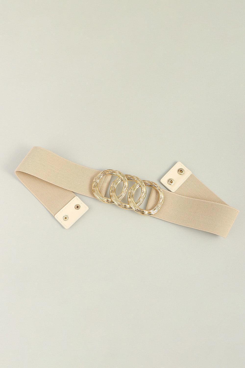 Circle Zinc Alloy Buckle Wide Stretch Waist Belt - MXSTUDIO.COM