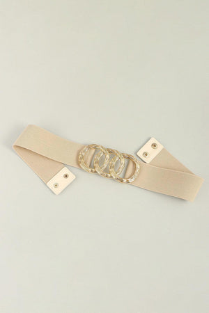 Circle Zinc Alloy Buckle Wide Stretch Waist Belt - MXSTUDIO.COM