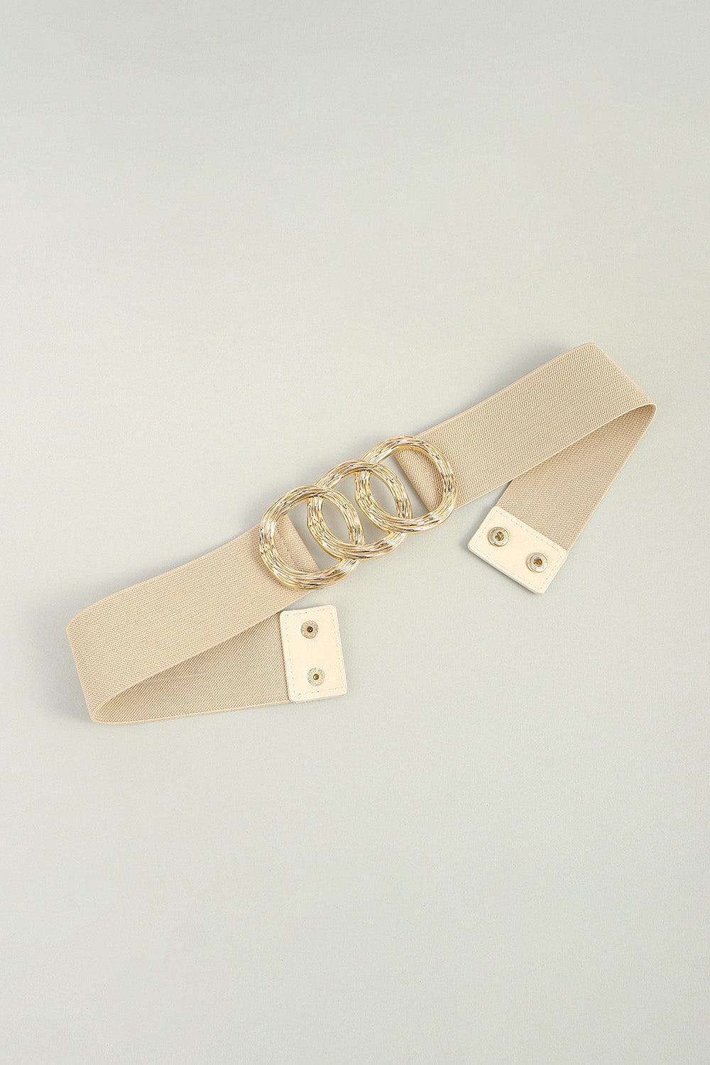 Circle Zinc Alloy Buckle Wide Stretch Waist Belt - MXSTUDIO.COM