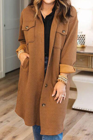 City Chic Vibe Long Buttoned Coat-MXSTUDIO.COM