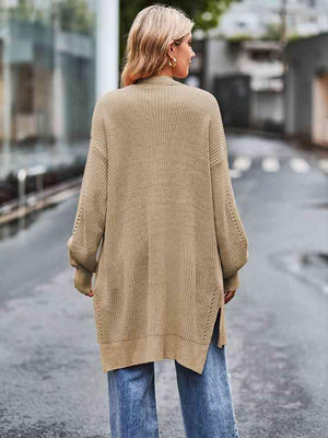 City Comfort Open Front Waffle Knit Cardigan - MXSTUDIO.COM