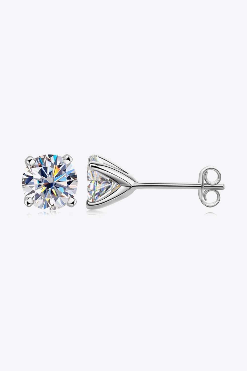 Classic 1 Carat Moissanite Gold / Platinum-Plated Stud Earrings - MXSTUDIO.COM