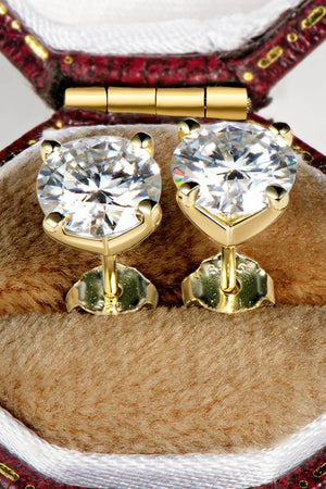 Classic 1 Carat Moissanite Gold / Platinum-Plated Stud Earrings - MXSTUDIO.COM