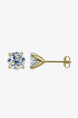 Classic 1 Carat Moissanite Gold / Platinum-Plated Stud Earrings - MXSTUDIO.COM