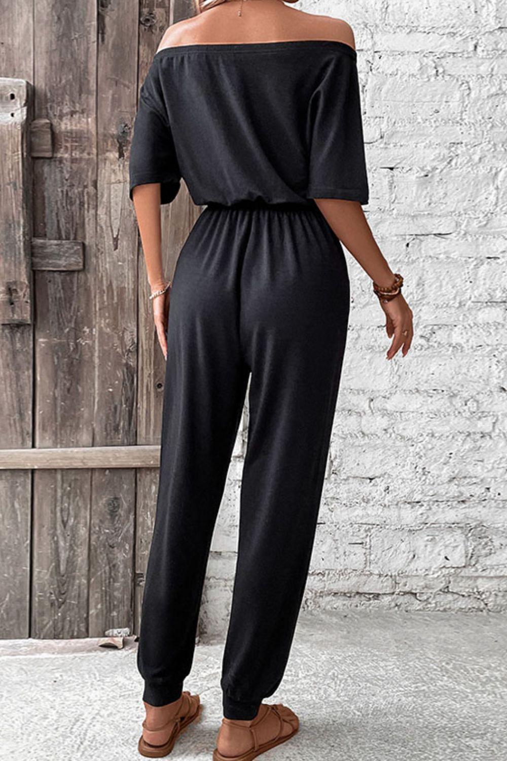 Classic Black Off Shoulder Jumpsuit - MXSTUDIO.COM