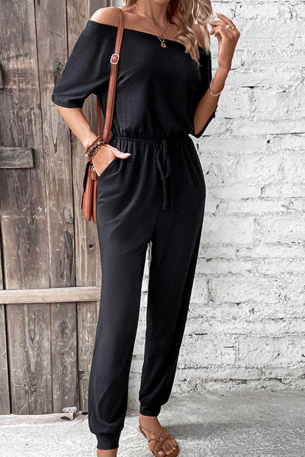 Classic Black Off Shoulder Jumpsuit - MXSTUDIO.COM