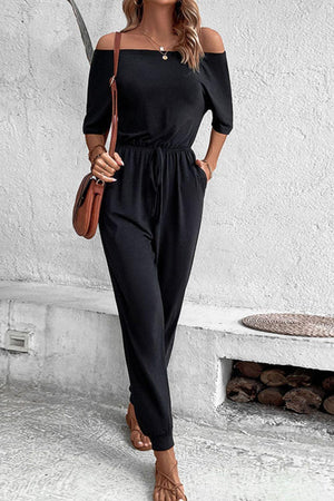 Classic Black Off Shoulder Jumpsuit - MXSTUDIO.COM