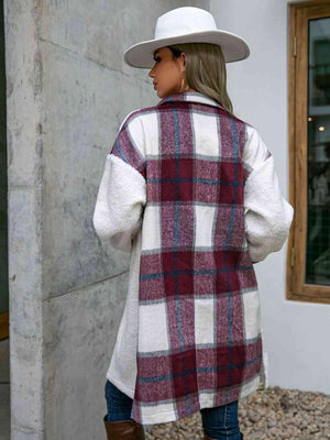 Classic Comfort Buttoned Long Plaid Fleece Coat-MXSTUDIO.COM