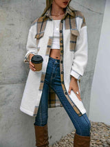 Classic Comfort Buttoned Long Plaid Fleece Coat-MXSTUDIO.COM