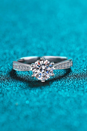 Classic Encrusted Accents 1 Carat Moissanite Ring - MXSTUDIO.COM