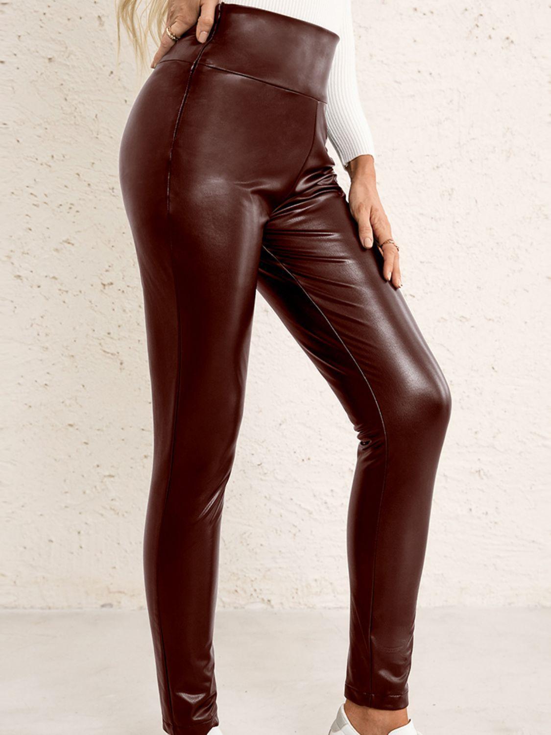 Classic High Waisted Skinny Leather Pants - MXSTUDIO.COM