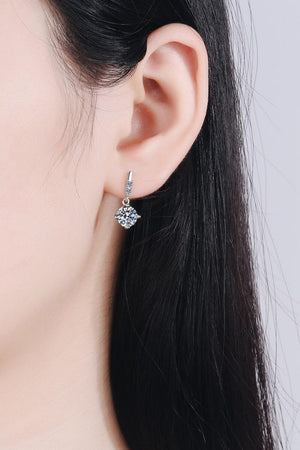 Classic Round Cut 1 Carat Moissanite Drop Earrings - MXSTUDIO.COM