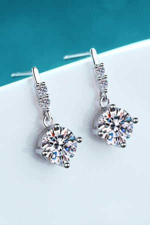 Classic Round Cut 1 Carat Moissanite Drop Earrings - MXSTUDIO.COM