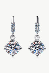 Classic Round Cut 1 Carat Moissanite Drop Earrings - MXSTUDIO.COM