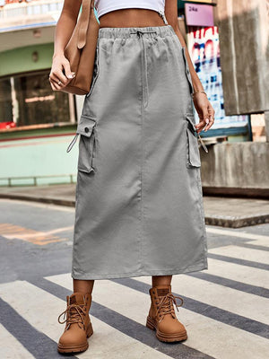 Classic Streetwear Midi Cargo Denim Skirt - MXSTUDIO.COM