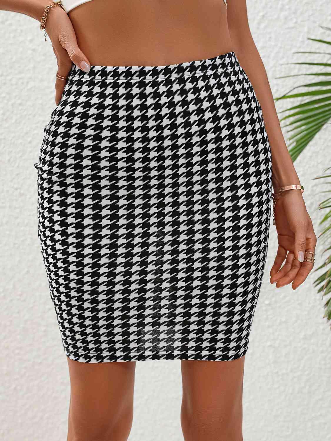 Classic Style High Waist Houndstooth Mini Skirt - MXSTUDIO.COM