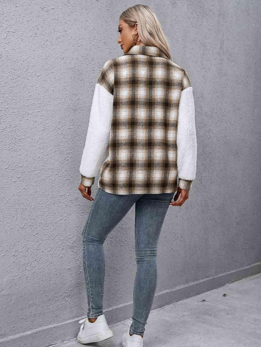 Classic Warmth Fuzzy Plaid Jacket-MXSTUDIO.COM