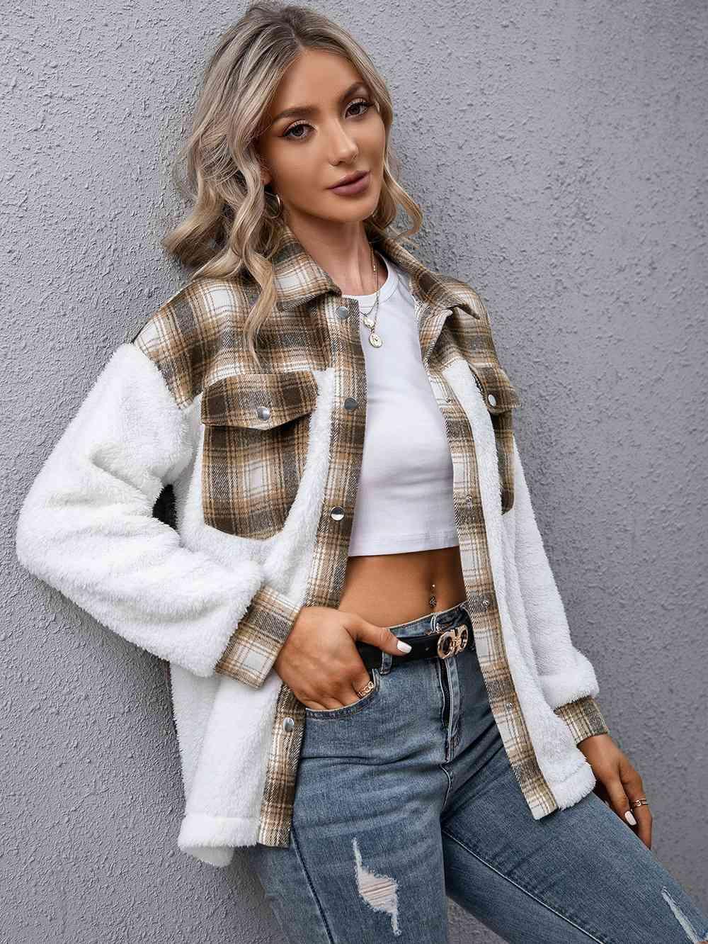 Classic Warmth Fuzzy Plaid Jacket-MXSTUDIO.COM