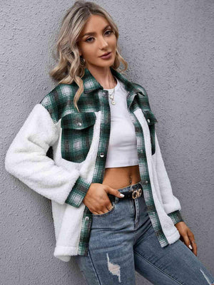 Classic Warmth Fuzzy Plaid Jacket-MXSTUDIO.COM