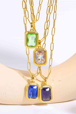 Classic Zircon Pendant Gold Plated Necklace-MXSTUDIO.COM