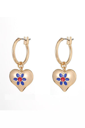 Classiness Gold Plated Contrast Copper Heart Drop Earrings - MXSTUDIO.COM