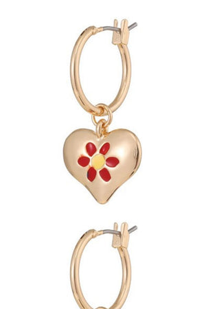 Classiness Gold Plated Contrast Copper Heart Drop Earrings - MXSTUDIO.COM