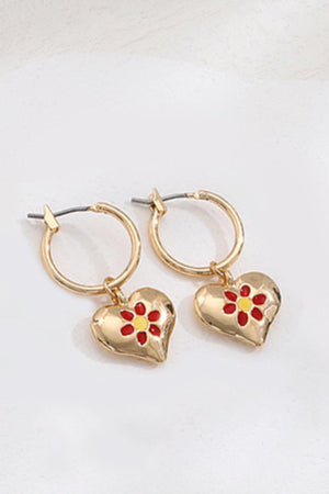 Classiness Gold Plated Contrast Copper Heart Drop Earrings - MXSTUDIO.COM