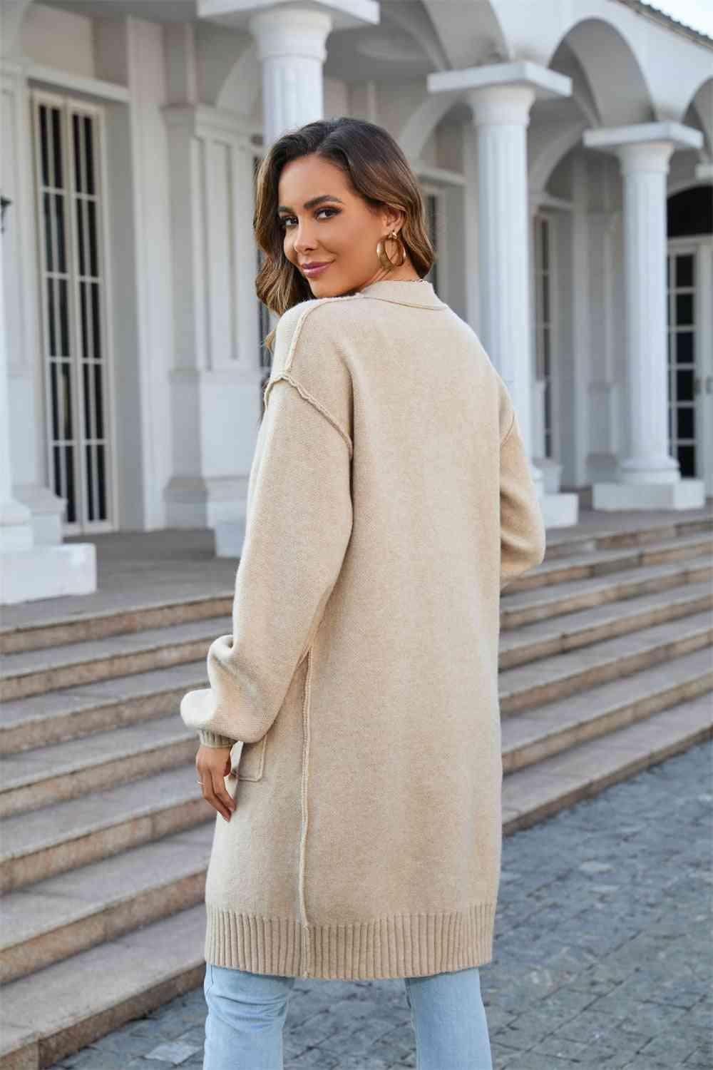 Classy And Cozy Long Open Front Cardigan - MXSTUDIO.COM