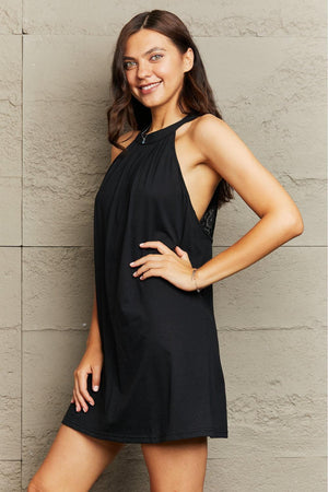 Classy And Cute Sleeveless Black Lace Mini Dress - MXSTUDIO.COM