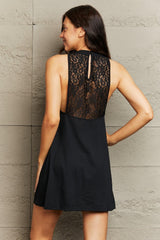 Classy And Cute Sleeveless Black Lace Mini Dress - MXSTUDIO.COM