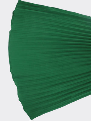 a close up of a green pleated skirt