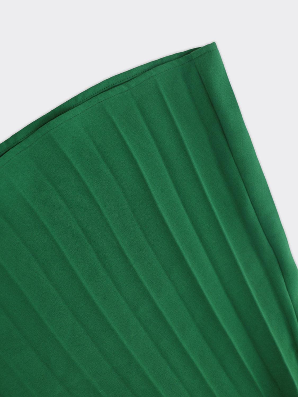 a close up of a green pleated fabric