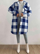 Classy Classic Button Front Plaid Teddy Coat-MXSTUDIO.COM