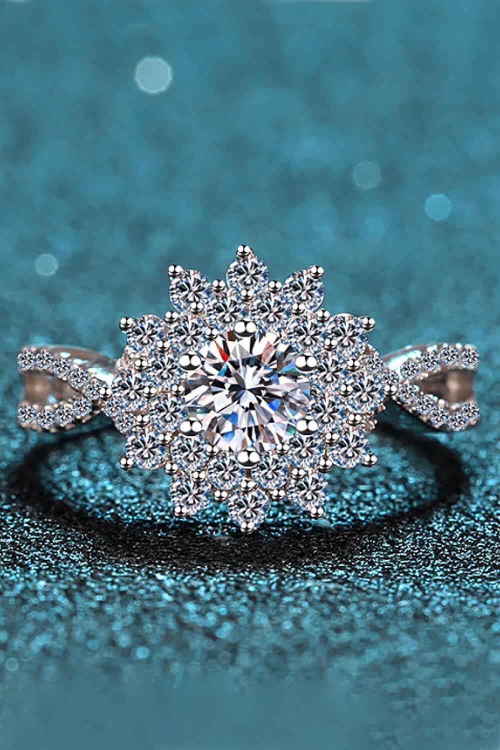 Classy Flourish Zircon Accents Moissanite Flower Ring - MXSTUDIO.COM