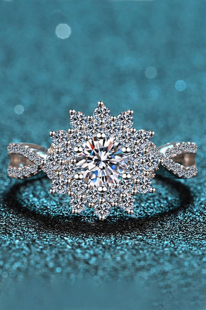 Classy Flourish Zircon Accents Moissanite Flower Ring - MXSTUDIO.COM