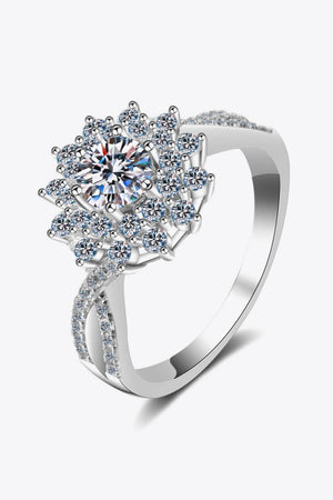 Classy Flourish Zircon Accents Moissanite Flower Ring - MXSTUDIO.COM