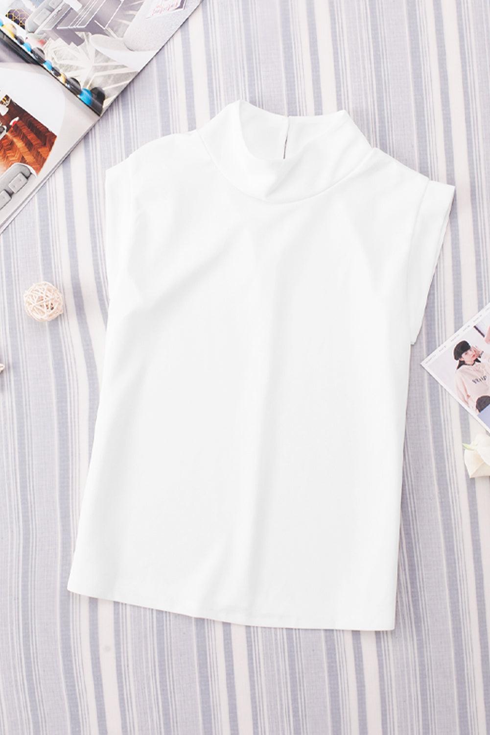 Classy Fresh White Mock Neck Sleeveless Top - MXSTUDIO.COM