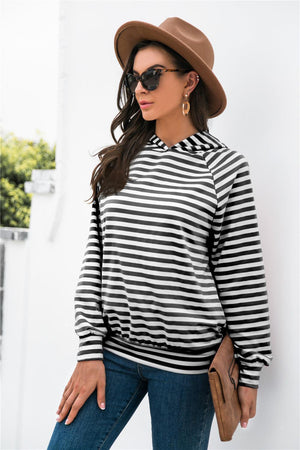 Classy Long Sleeve Striped Hoodie - MXSTUDIO.COM