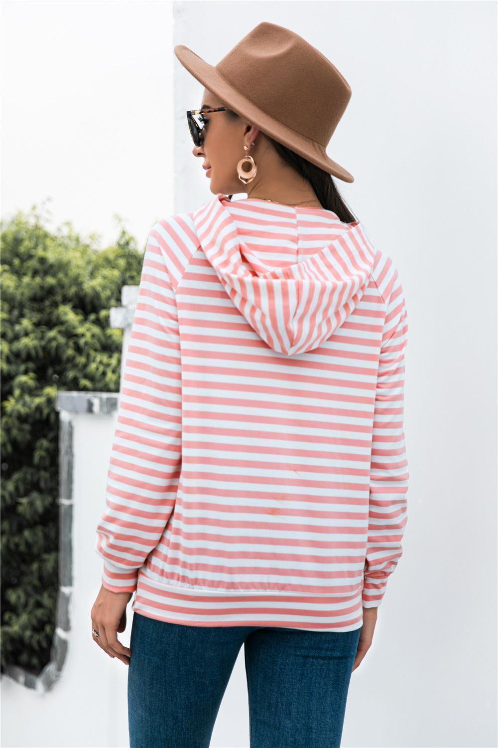 Classy Long Sleeve Striped Hoodie - MXSTUDIO.COM